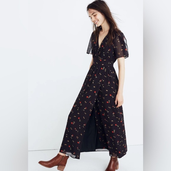 Madewell Tulip Sleeve Maxi Dress Size 12‎ in Sweet Blossoms - Picture 1 of 9
